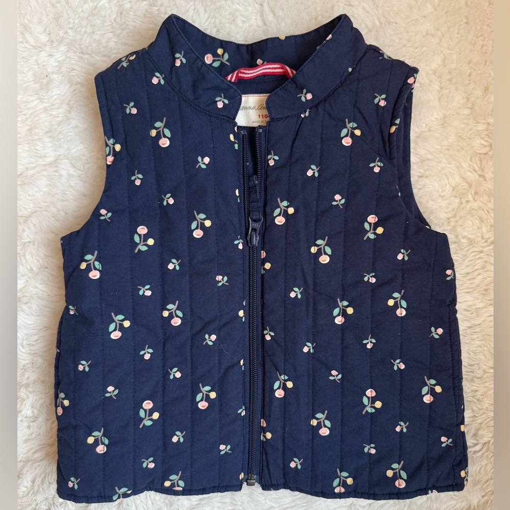 Kids Hanna Andersson Navy Vest with Floral Accents